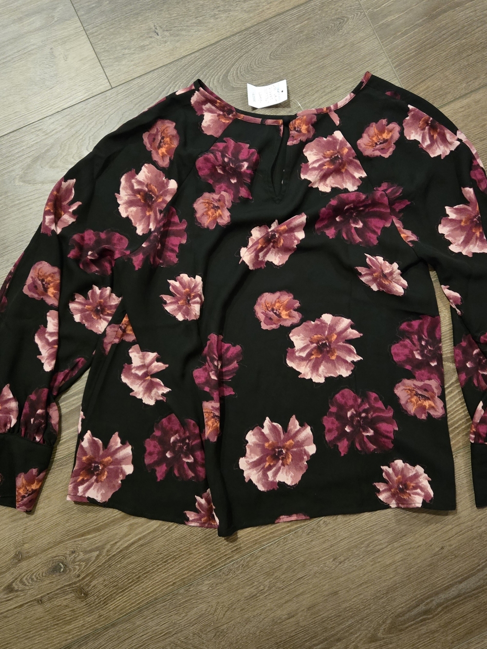 Maurices Black Blouse with Pink & Magenta Floral Print - Picture 4 of 5